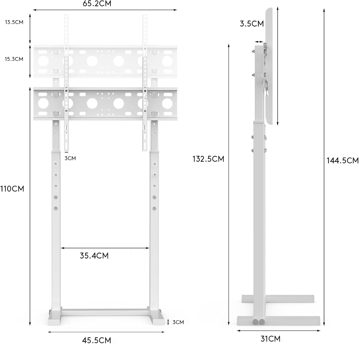 Chulovs 32-65 Inch TV Floor Bracket: Floor TV Stand with Mount Space Saving Height Adjustable Corner TV Mount Tall TV Stand for Flat Panel LED LCD Screens Holds up to 40 KG Max VESA 600x400mm