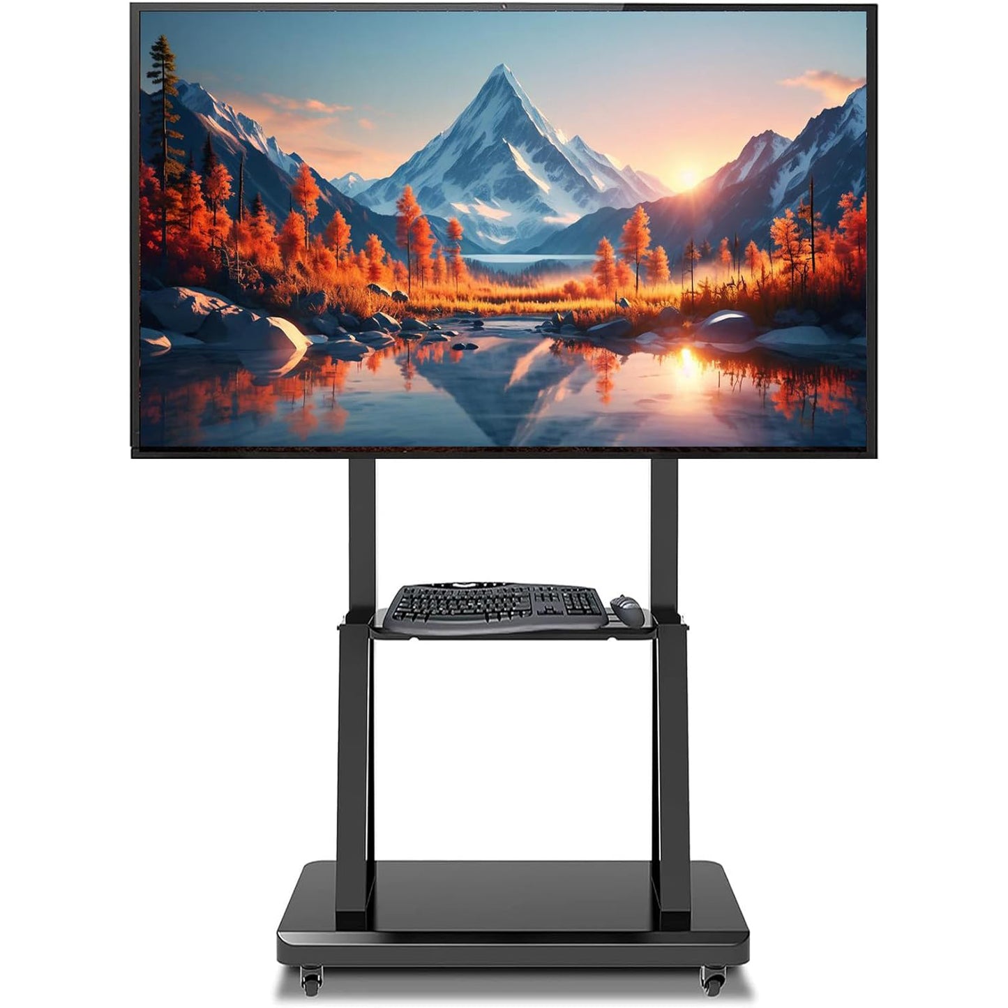 Chulovs TV Stand with Wheels: Mobile TV Trolley with Mount for 32-80 Inch LED LCD Oled Flat Curved Screen Floor TV Cart Portable Rolling TV Monitor Shelf with Heavy Duty Base Max VESA 600x400