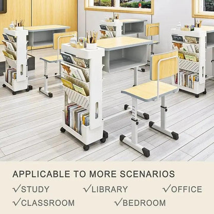 عربة متعددة الاستخدامات بعجلات دوارة من 5 طبقات، رفوف لتخزين الكتب متحركة أخضر - Chulovs