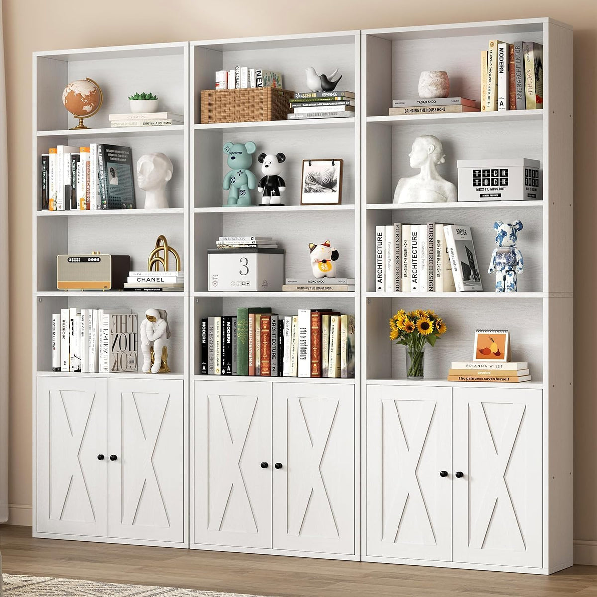 Chulovs Industrial Closed Book Storage Cabinet, Freestanding 6-Tier Display Bookshelf with Cabinet Doors, 70.6 Inch Tall Storage Bookcase for Home Office & Living Room, Black Finish