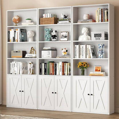 Chulovs Industrial Closed Book Storage Cabinet, Freestanding 6-Tier Display Bookshelf with Cabinet Doors, 70.6 Inch Tall Storage Bookcase for Home Office & Living Room, Black Finish