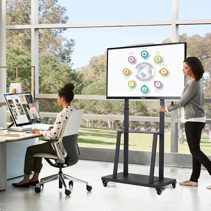 Chulovs TV Stand with Wheels: Mobile TV Trolley with Mount for 32-80 Inch LED LCD Oled Flat Curved Screen Floor TV Cart Portable Rolling TV Monitor Shelf with Heavy Duty Base Max VESA 600x400